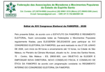 Federação das Associações de Moradores e Movimentos Populares do ES publica edital para eleição